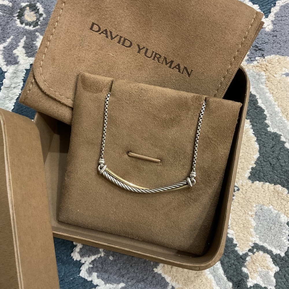 David Yurman Silver Twisted bar necklace